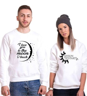 Tshirthane I Love You To The Moon Funny Sevgili Kombinleri Sweatshirt Kombini (Tek Ürün Fiyatıdır.)
