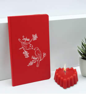 BK Gift Sevgililere Özel İsimli Kırmızı Defter ve Kokulu Kalp Mum Hediye Seti-8, Sevgiliye Hediye, Sevgililer Günü