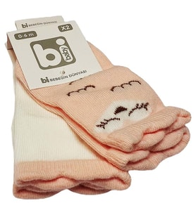 Bibaby Bebek Çorabı 2 li 0-6 Ay - Turuncu - Ekru