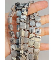 Jasper Taşı Yandan Oyuklu Kare Kesim 10x10mm Dizi (49562)