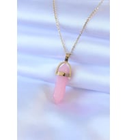 316L Çelik Gold Renk Kristal Pembe Taş Model Kadın kolye TJ-BKO7472