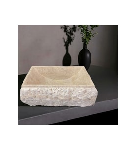 Hale Traverten Dışı Patlatma Dikdörtgen Modern Lavabo-274