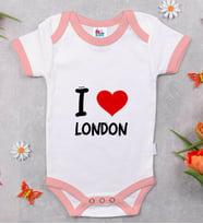 BK Kids I Love London Tasarımlı Pembe Bebek Body Zıbın - Model 1