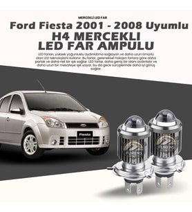 Ford Fıesta Mercek Led Xenon Uyumlu Uzun - Kısa Far Ampulü Çift Renk