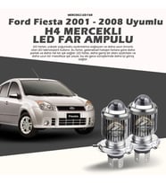 Ford Fıesta Mercek Led Xenon Uyumlu Uzun - Kısa Far Ampulü Çift Renk