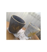 2 Adet Beton Çiçek ve Bonsai Saksısı Gri Gold Eskitme
