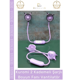 #Vantilatör Kuromi Anime Tasarım 2 Kademeli Esnek 360 Derece Kawaii Şarjlı Boyun Fanı Vantilatör