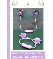 #Vantilatör Kuromi Anime Tasarım 2 Kademeli Esnek 360 Derece Kawaii Şarjlı Boyun Fanı Vantilatör