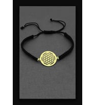Kişiye Özel 24 Ayar Has Altın Kaplama Gümüş Yaşam Çiçeği Bileklik (Gold)