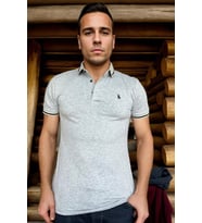 T8586 DEWBERRY ERKEK POLO YAKA T-SHIRT-DÜZ GRİ