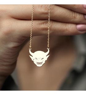 Kişiye Özel 925 Ayar Gümüş Demon - Şeytan Figürlü Kolye (Gold)