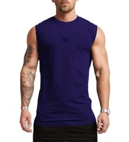 Erkek Nem Emici Hızlı Kuruma Atletik Teknik Performans Sporcu Sıfır Kol T-shirt MG-ATLET (Lacivert)