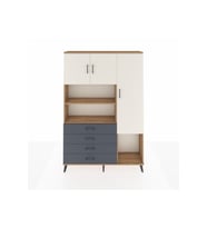 Arges Dolap 8 Raflı 4 Çekmeceli 3 Kapaklı 132x30x195 Çam-Aytaşı/Antrasit
