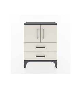 Arges Komodin 2 Raflı 2 Çekmeceli 2 Kapaklı 60x30x80 Antrasit-Aytaşı