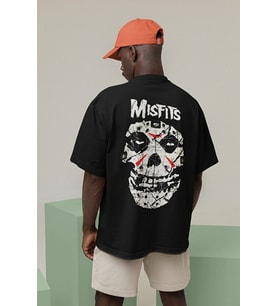 Rock Metal Müzik Grubu Misfits Baskılı Unisex Oversize Tişört
