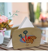 BK Gift Kişiye Özel Little Chef Tasarımlı Lüks Ahşap Peçetelik-1