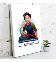 Kişiye Özel Hediye Karikatürlü Erkek Curling Oyuncusu Kanvas Tablo
