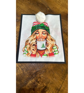 PONPONLU ZİRKON TAŞLI PAYETLİ NOEL KIZ ARMA DİKİŞ APLİKE 23X19 CM