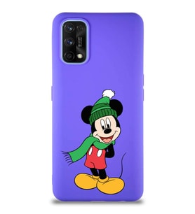 Realme 7 Pro Soft Premier Kapak Mickey Mouse-G Tasarımlı Silikon Kılıf - Mor (Şeffaf)