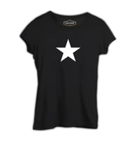 Beyaz Yıldız Siyah Kadın Tshirt