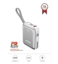Torima TRM-1018 Beyaz 10000 mAh Type-C Lightning  45 W Hızlı Şarj Dijital Göstergeli Powerbank