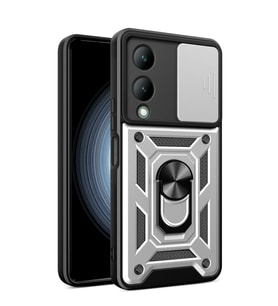 Y17S Kılıf Pars Lens Yüzüklü Silikon - Gümüş