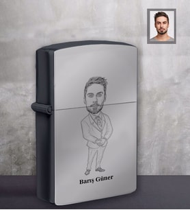 Kişiye Özel Öğretmen Karikatürlü Siyah Benzinli Çakmak Bay-17