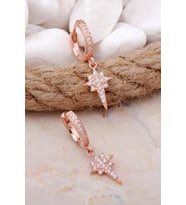 Kuzey Yıldızı Rose Gümüş Küpe 5728