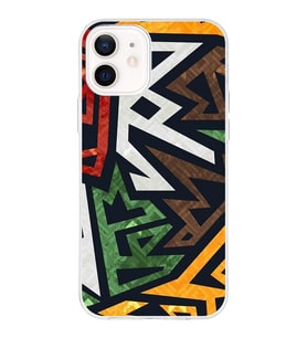 Apple iPhone 12 Uyumlu Kapak  Soyut Grafiti Tasarımlı Şeffaf Silikon Kılıf