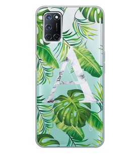 Oppo Yapraklı Mermer Harf Tasarımlı Şeffaf Telefon Kılıfı