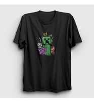 Presmono Unisex Siyah Creeper Crown Oyun Minecraft T-Shirt 368560tt