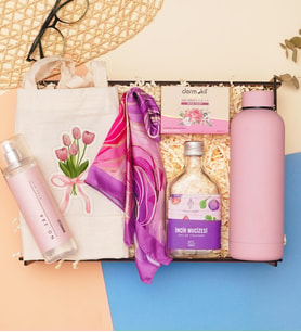 Premium Kadın Hediye Seti – 500ml Çelik Termos, Cam Şişe Kolonya, Bodymist