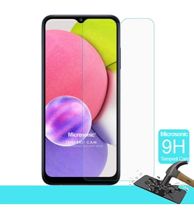Microsonic Samsung Galaxy A03s Tempered Glass Cam Ekran Koruyucu (Renksiz)