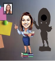 Kişiye Özel Öğretmen Karikatürlü Ahşap Magnet Bayan-19