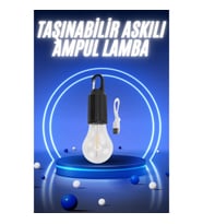 Mey İthalat® Taşınabilir Şarjlı Led Ampul Askılı Lamba Kamp Bahçe Lambası