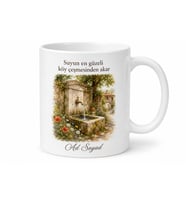 Köy Çeşmesi Temalı Baskılı Kupa Bardak Nostaljik Hediye Porselen Mug