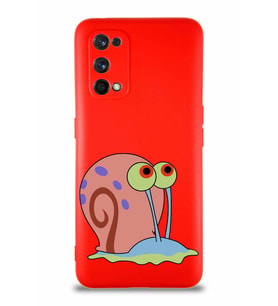 Realme 7 Pro Soft Premier Kapak Salyangoz Gary Tasarımlı Silikon Kılıf - Kırmızı (Şeffaf)