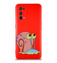 Realme 7 Pro Soft Premier Kapak Salyangoz Gary Tasarımlı Silikon Kılıf - Kırmızı (Şeffaf)