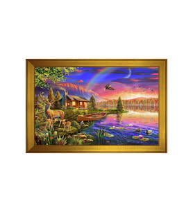 Manzara Temalı Kanvas Tablo 50 x 70 cm Gold Çerçeve