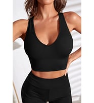 Giyim Kadın Siyah Derin Göğüs Dekolteli Şık Crop Top Bluz
