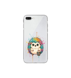 iPhone 8 Plus ile Uyumlu Splash Kirpi Tasarımlı Şeffaf Silikon Kılıf