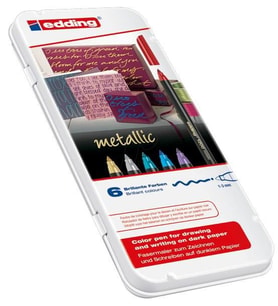 Edding 1200 Grafik Kalemi METALİK 6 RENK METAL KUTULU SET 