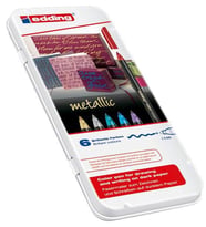 Edding 1200 Grafik Kalemi METALİK 6 RENK METAL KUTULU SET 