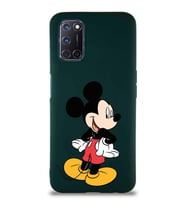 Oppo A72 Soft Premier Kapak Mickey Mouse-D Tasarımlı Silikon Kılıf - Yeşil (Şeffaf)