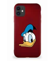 Apple iPhone 11 Soft Premier Kapak Donald Duck-B Tasarımlı Silikon Kılıf - Mürdüm (Şeffaf)