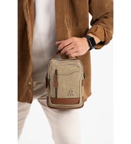 Mega Erkek Kanvas El Çapraz Omuz Askılı Çanta (Camel Rengi)
