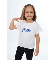 Toontoy Kız Çocuk Aloha  Baskılı Tişört (Ekru)