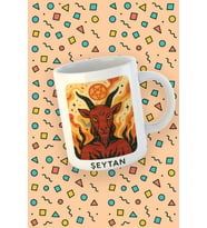 Kartura Koleksiyonu – Tarot Şeytan Kartı Özel Tasarım Kupa Bardak (Beyaz)