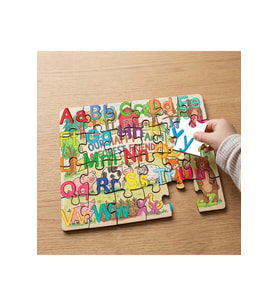 Renkli Alfabe Tasarımlı 24 Parça Ahşap Çocuk Puzzle MPK0919