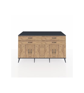 Kronos Konsol 2 Raflı 4 Çekmeceli 8 Kapaklı 176x59x99 Antrasit-Çam